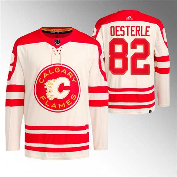 Men's Calgary Flames #82 Jordan Oesterle 2023 Cream Classic Primegreen Stitched Jersey Dzhi